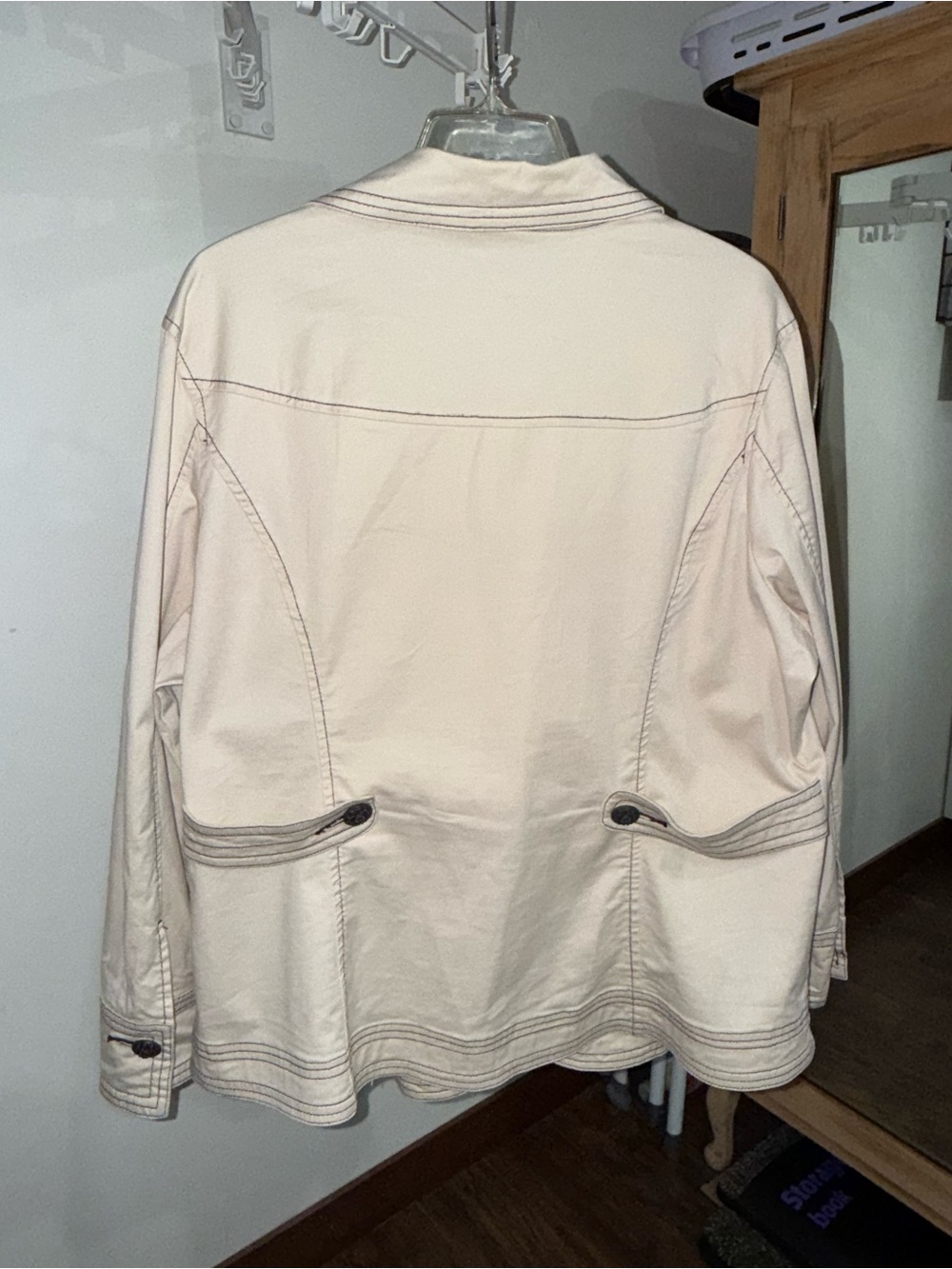 dressbarn Cream Utility Jacket with Dark Contrast Stitching 18/20 - Picture 4 of 7
